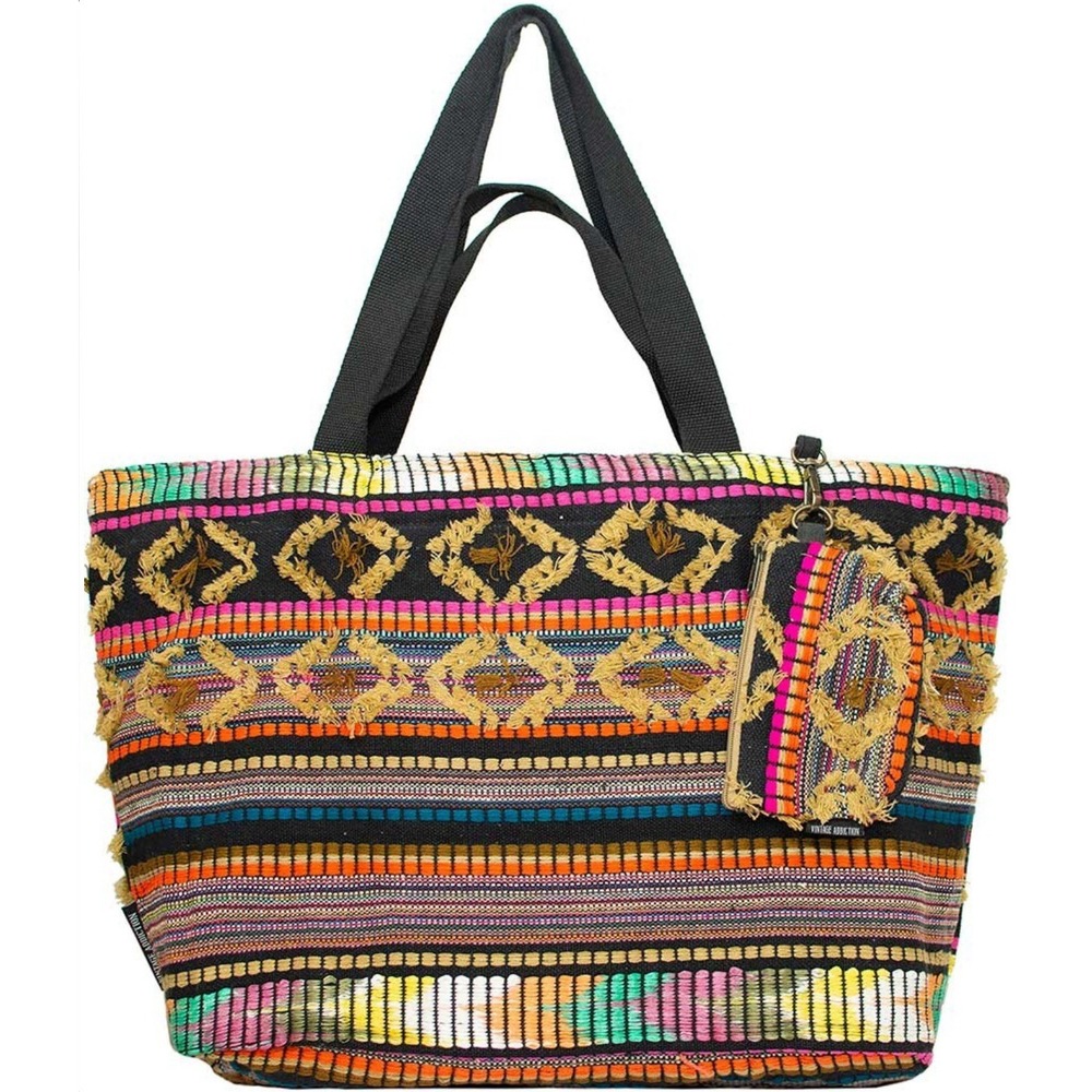 Vintage Addiction Multicolor Trial Geometric Tote Bag with Coin Purse